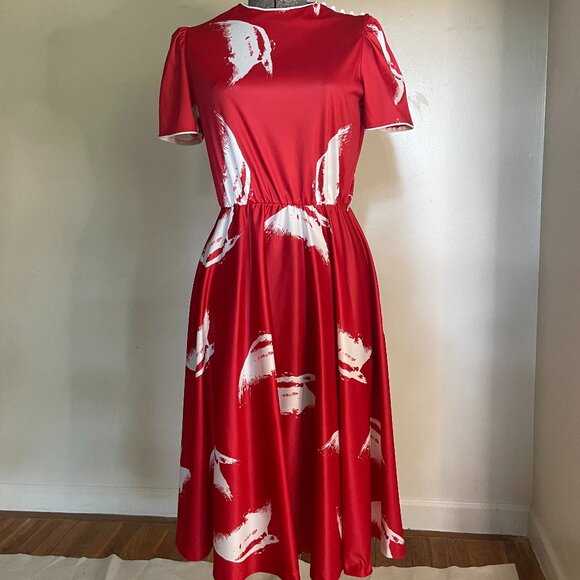 Joan Curtis Dresses & Skirts - Vintage Joan Curtis red dress w/fish print, size 10